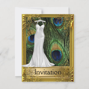 Invitation Paon et Or Blanc Toute Soirée