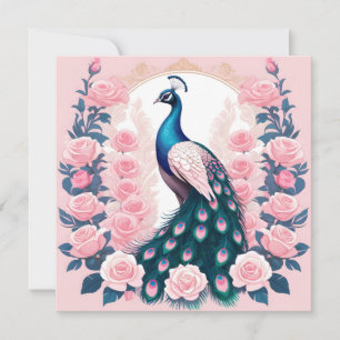 Invitation Paon et Roses