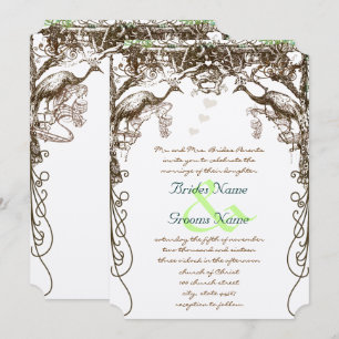 Invitation Paon rustique vintage oiseaux d'amour