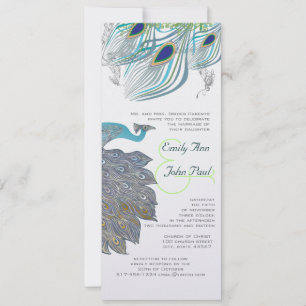 Invitation Paon Vintage 3 Plumes