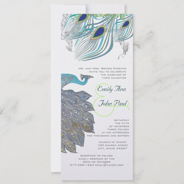 Invitation Paon Vintage 3 Plumes (Devant)