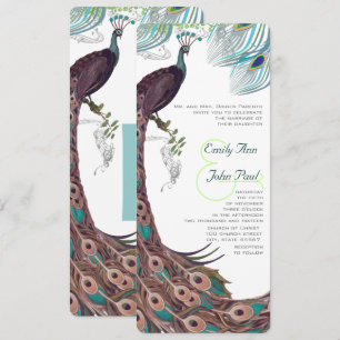 Invitation Paon Vintage 3 plumes