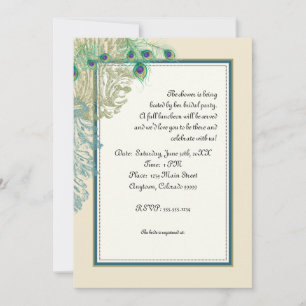 Invitation Paon vintage, gravure à l'eau-forte des plumes n -