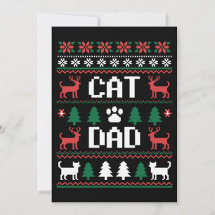 Invitation Papa Chat Pull Noël Moche Patte Renne Noël