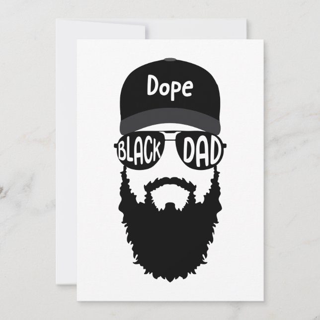 Invitation Papa Noir Avec Fête des pères À La Barbe (Devant)
