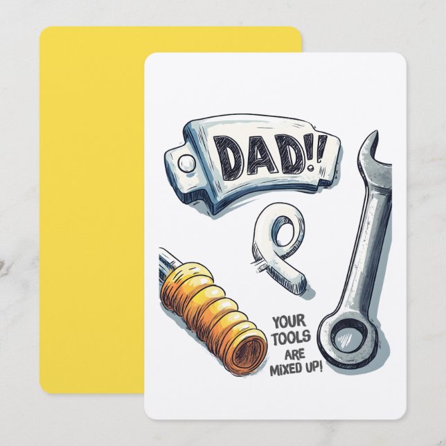 Invitation Papa, Tes Outils Sont Mélangés ! Fête des pères dr (Devant / Derrière)