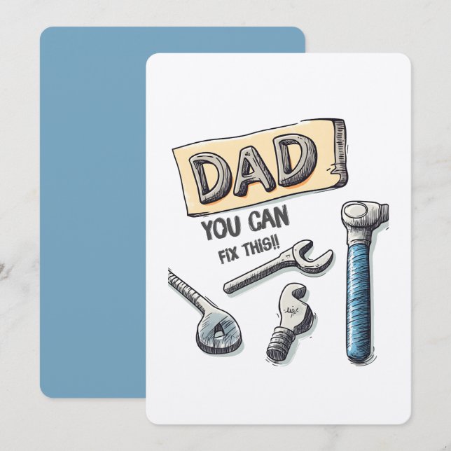 Invitation Papa, Tu Peux Réparer Ça ! Père drôle do-it-yourse (Devant / Derrière)