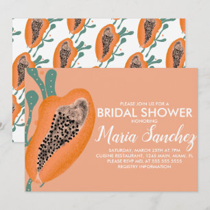 Invitation Papaye Fruits Tropicaux Abstraits Baby Shower Mari