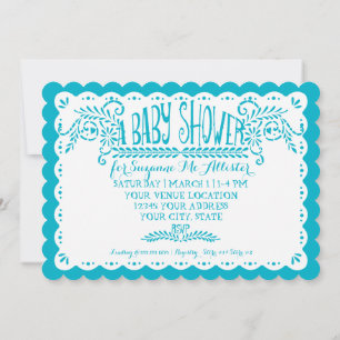 Invitation Papel Picado Baby Girl Douche rose bleu Fiesta
