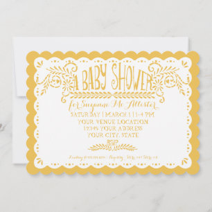 Invitation Papel Picado Baby Girl Douche rose jaune Fiesta