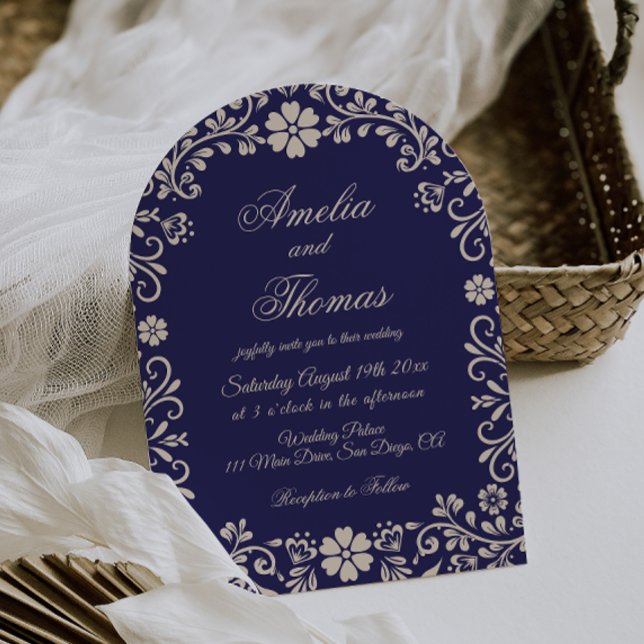 Invitation Papel Picado Blue Mexican Wedding  (Créateur téléchargé)