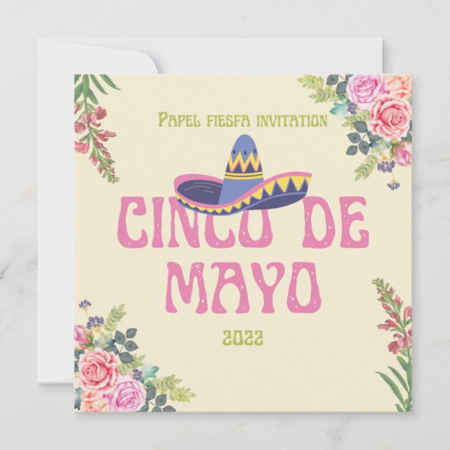Invitation Papel Picado Florales Botaniques Mexicaines Fiesta (Devant)