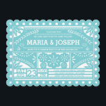 Invitation Papel Picado Mariage bleu<br><div class="desc">Papel picado design espagnol drapeau papier par Shelby Allison. Pour les invitations correspondantes,  les cartes-réponses,  les autocollants et autres articles cliquez sur le lien ci-dessous pour voir l'ensemble de la Collection Papel Picado.</div>