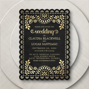 Invitation Papel Picado Mariage noir