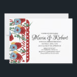 Invitation Papel Picado Mexicain Mariage Vert Vin Floral<br><div class="desc">Fleurs florales de vigne sur une Faire-part de mariage</div>