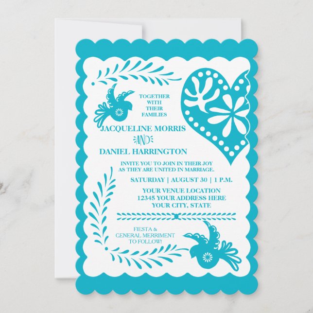 Invitation Papel Picado Mexicaine Fiesta Mariage thème de ban (Devant)