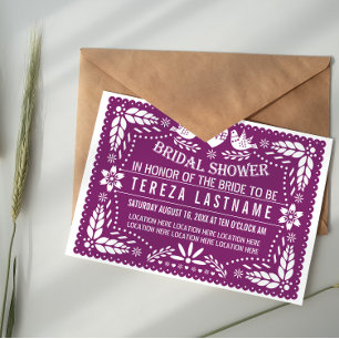 Invitation Papel picado moderne violet mariage douche nuptial