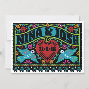Invitation Papel Picado personnalisé pour tourtereaux pour Ni