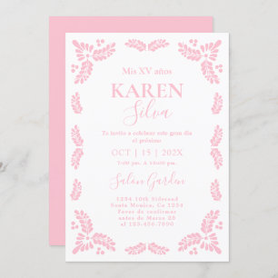 Invitation Papel Picado Quinceanera rose