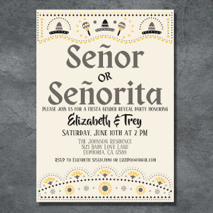 Invitation Papel Picado Révélation de genre Fiesta