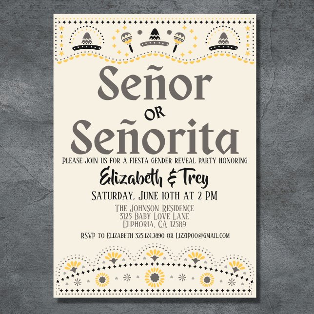 Invitation Papel Picado Révélation de genre Fiesta (What a cute gender neutral Mexican papel picado themed gender reveal invitation. )