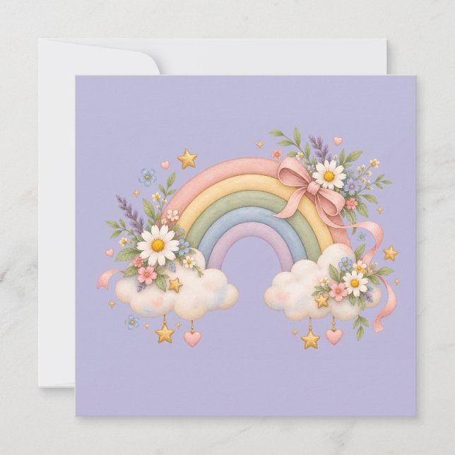 Invitation Papeterie Arc-en-ciel Pastel (Devant)
