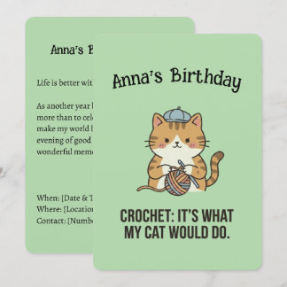 Invitation Papeterie d'anniversaire au chat au chapeau bleu a