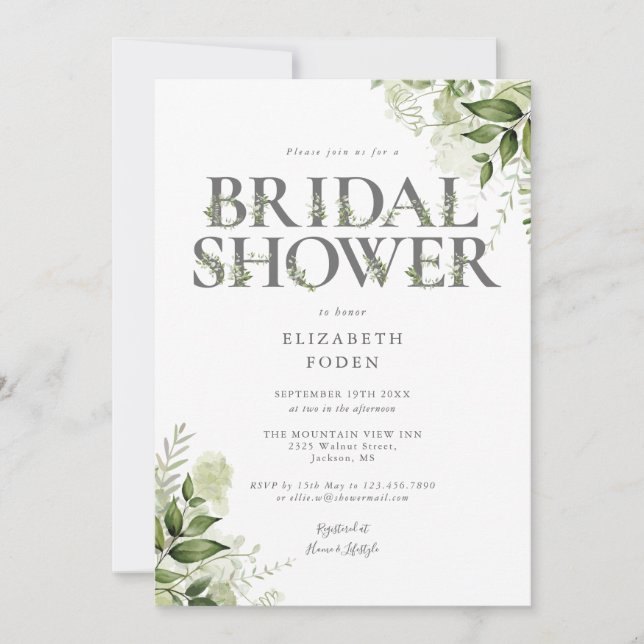 Invitation Papeterie de douche de mariée avec monogramme en l (Devant)