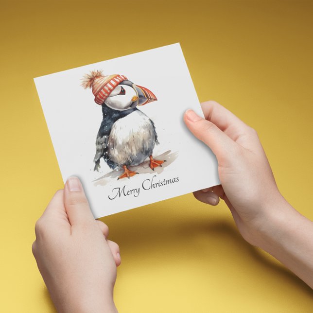 Invitation Papeterie de fête de Noël Macareux Joyeux (Créateur téléchargé)