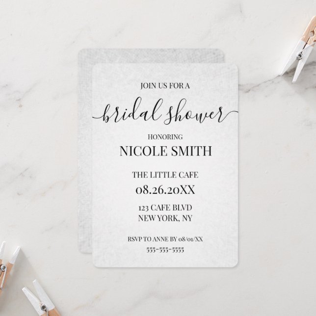 Invitation Papeterie de mariage calligraphiée texturée person (Devant/Arrière en situation)