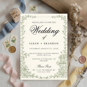 Invitation Papeterie de mariage inspirée de l'Art nouveau flo