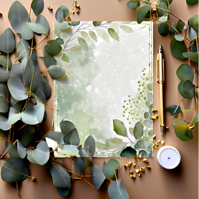 Invitation Papeterie de mariage vierge aquarelle verte et or (Créateur téléchargé)