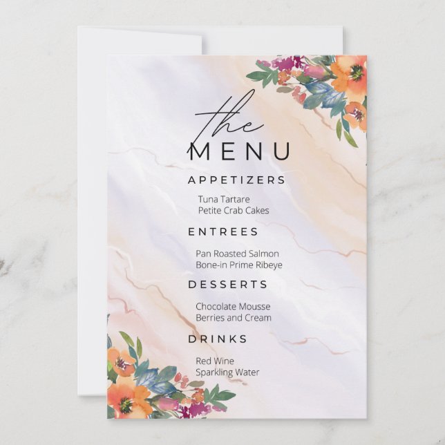 Invitation Papeterie mariage : Le menu (Devant)