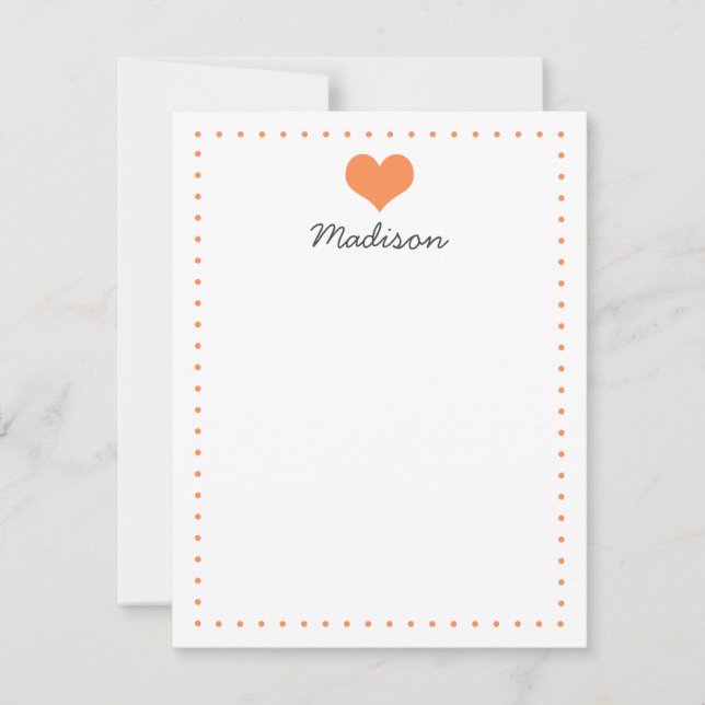 Invitation Papeterie personnalisée Girly Orange Heart (Devant)