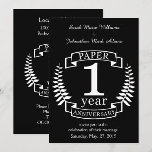 Invitation Papier 1ère anniversaire de mariage 1 an