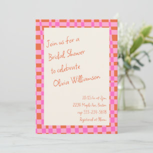 Invitation Papier à lettre de mariage fantaisiste à carreaux 