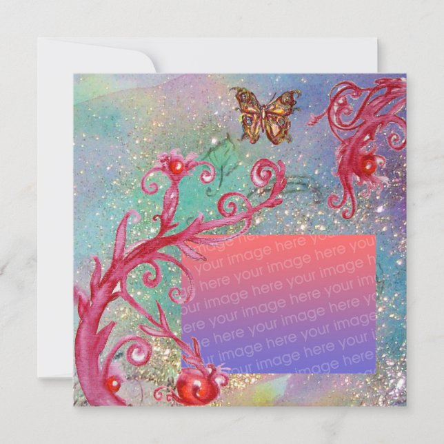 Invitation PAPIER À LETTRE PAPILLON EN PAILLONS Bleu Mariage  (Devant)