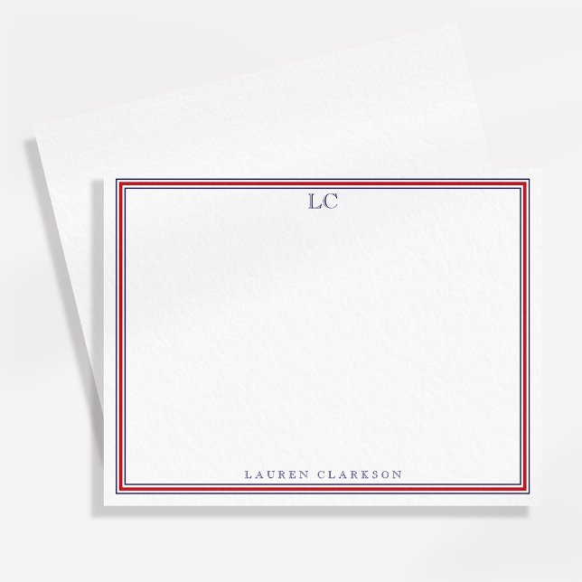 Invitation Papier à lettres avec monogramme à bordure rouge e (Créateur téléchargé)