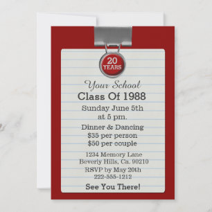 Invitation Papier à lettres métallurgiques Classe rouge Réuni