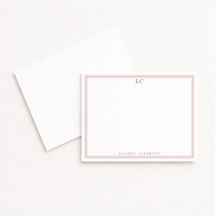 Invitation Papier à lettres monogramme à bordure rose poussié