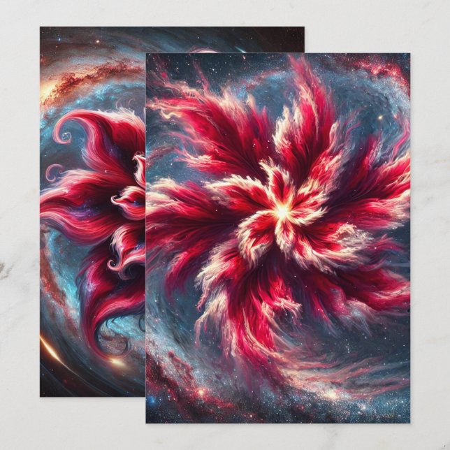 Invitation Papier à rebut Galaxy Poinsettia (Devant / Derrière)