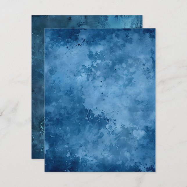 Invitation Papier à rebut imprimé en bleu d'encre (Devant / Derrière)