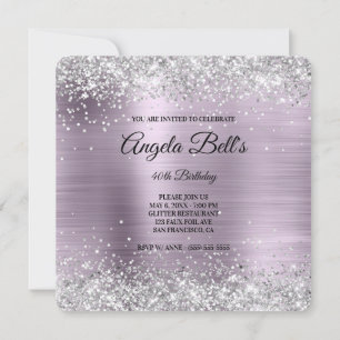 Invitation Papier Aluminium Pailleté Lavande Monogramme Fanta