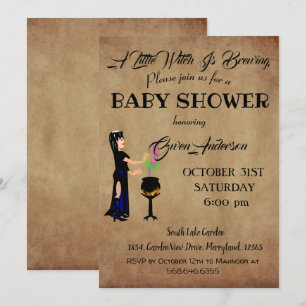 Invitation Papier Baby shower Vintage pour petites sorcières