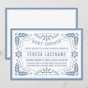 Invitation Papier bleu foncé picado Mexicain bébé douche