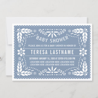 Invitation Papier bleu foncé picado Mexicain bébé douche
