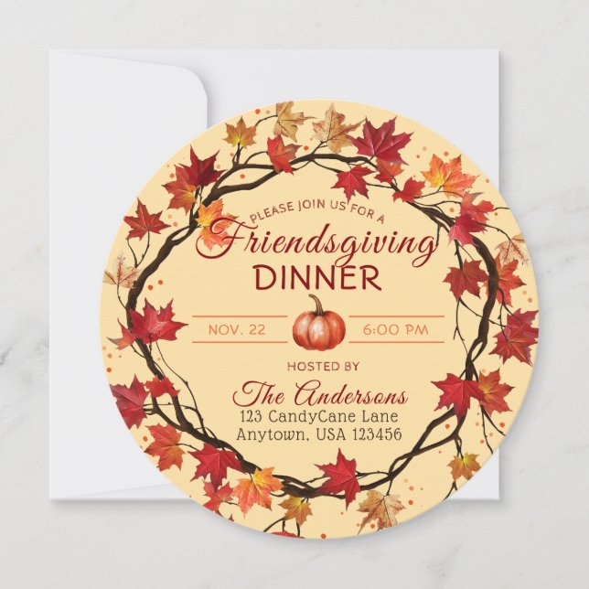 Invitation Papier de Friendsgiving (Devant)