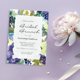 Invitation Papier déchiré Purple Floral Aquarelles Brunch nup