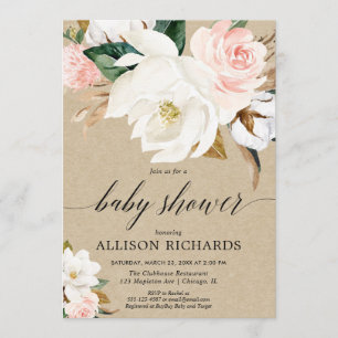 Invitation Papier d'emballage rustique rougissent baby shower
