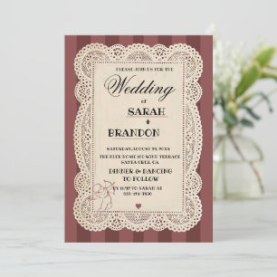 Invitation Papier Dentelle Vintage Mariage/REMise de diplômes